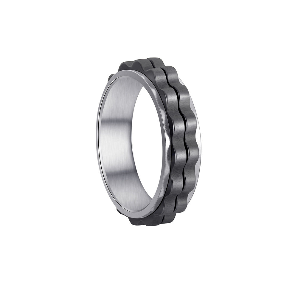Planderful 6mm Titanium Steel Gear Ring Rotating Pressure Relief For Unisex Hands Everyday Genie