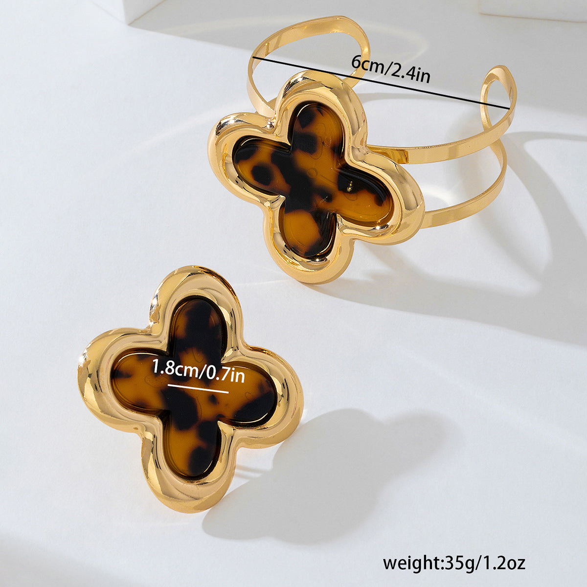 Planderful Open Leopard Print Flower Clover Set for Women