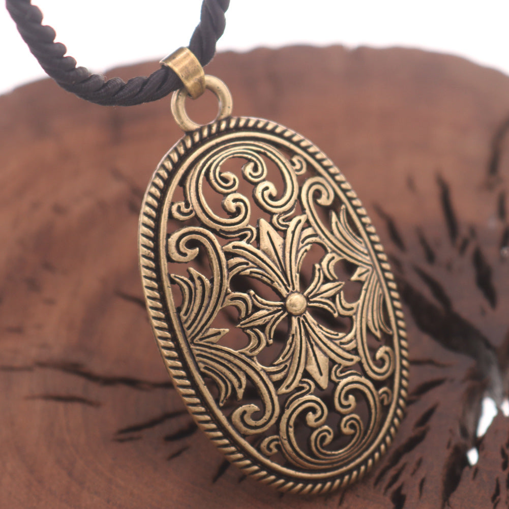 Viking Legacy Zinc Alloy Necklace with Norse Symbols - Unique Men's Pendant
