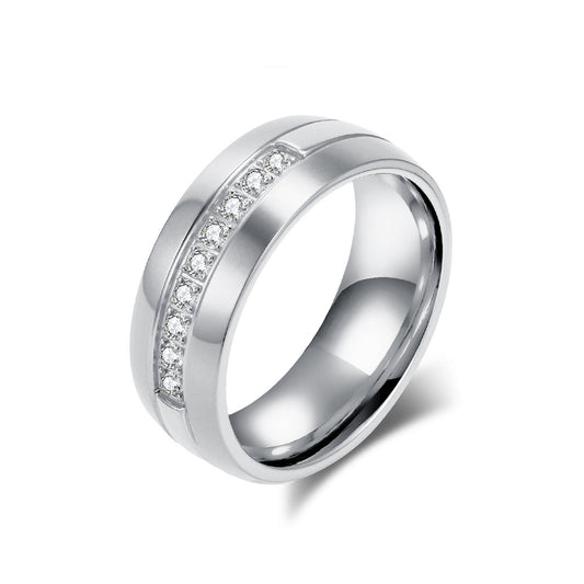 Planderful Titanium Zircon Ring For Men And Women Matte