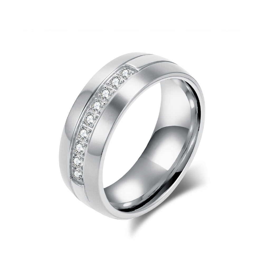 Planderful Titanium Steel Zircon Ring For Couples Matte Finish High End Fashion Jewelry