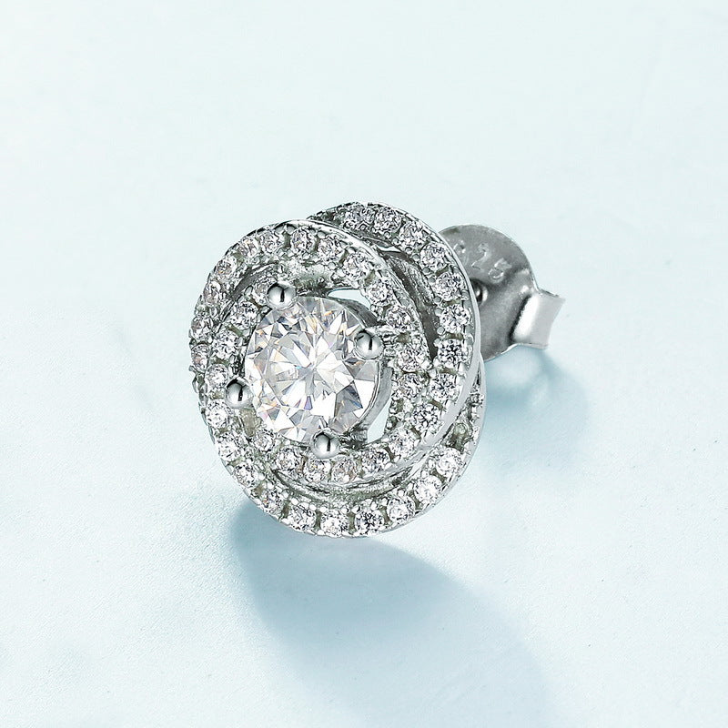 S925 Sterling Silver Moissanite Flower Stud Earrings