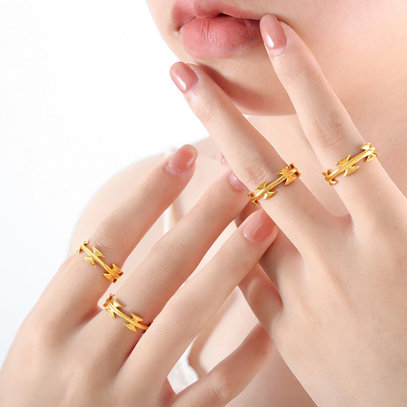 Medieval Elegance Titanium Steel Bow Ring - Women's Jewelry