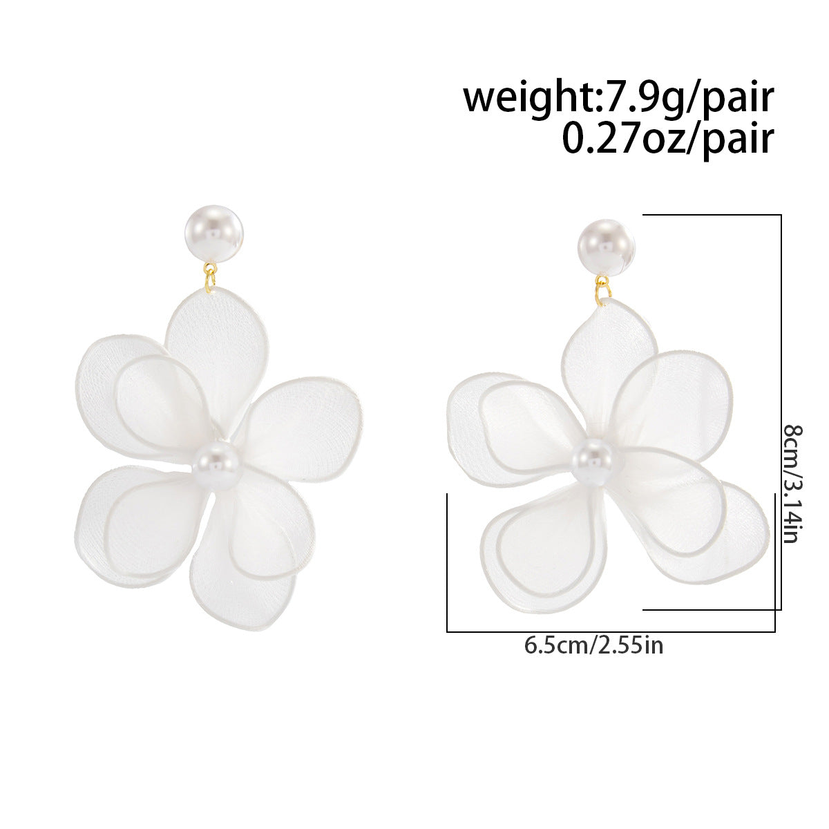 Planderful Vienna Verve Three Dimensional Rose Pearl Earrings For Women Fringed Beaded Fabric Jewelry