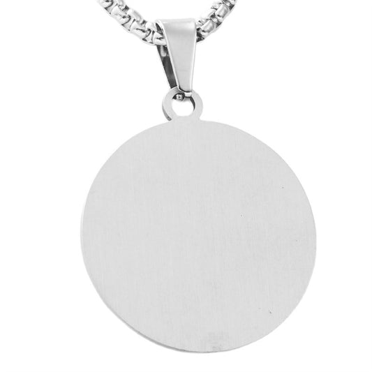 Personalized Retro Titanium Steel Round Pendant Necklace for Men - Trendy Sequined Design