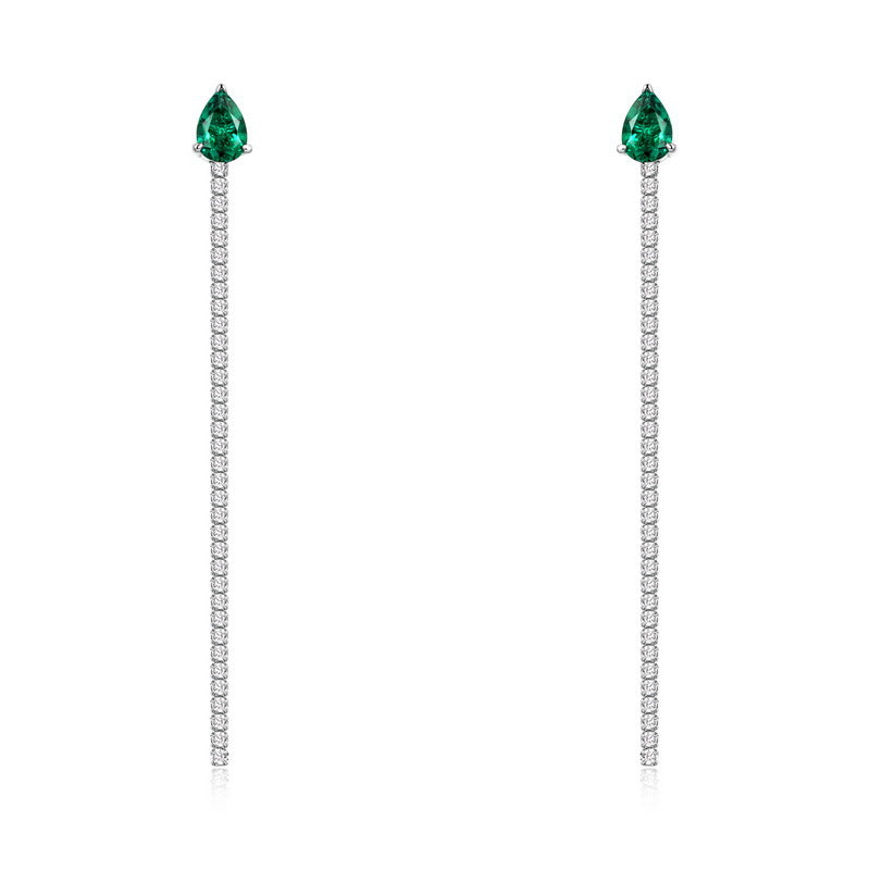S925 Sterling Silver Lab-Grown Emerald Square Jewelry Collection