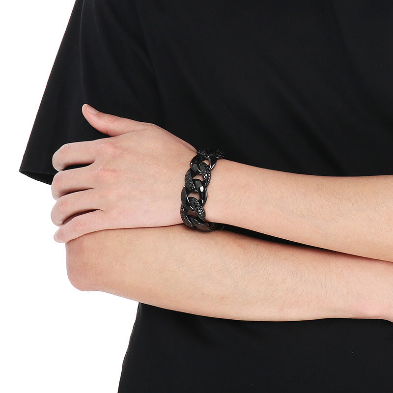 Planderful Bold Cuban Chain Bracelet For Men Titanium Thick