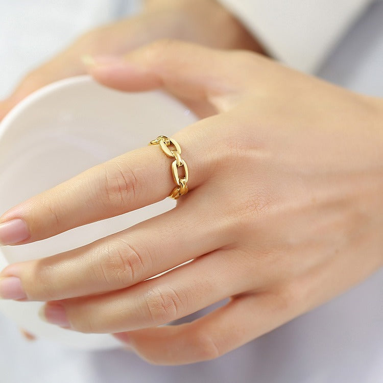 Stainless Steel Chain Ring Gold Women's Fashion Jewelry Wholesale