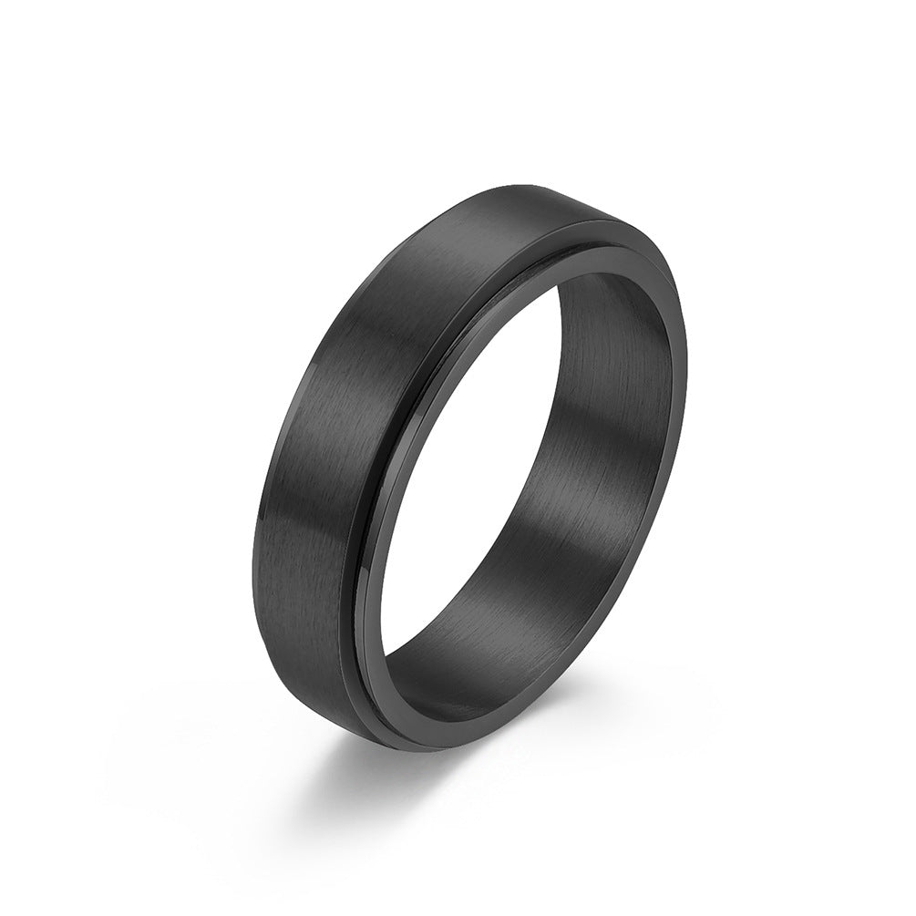 Planderful Rainbow Titanium Steel Ring For Couples Rotating Matte Sand Surface Stainless Steel Band Unisex