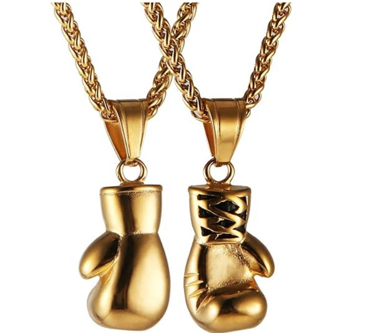 1. Planderful Stainless Steel Boxing Gloves Necklace for Men and Women Unisex Fitness Jewelry Gift