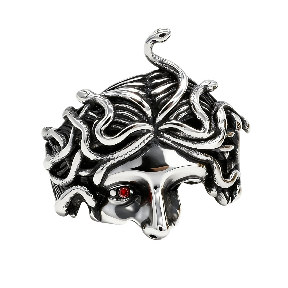Medusa Ring Titanium Steel For Men And Unisex Greek Mythology Protection Symbol Planderful