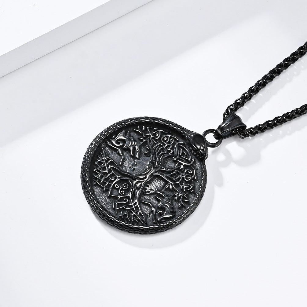 Steel Necklace – Vintage Nordic World Tree Pendant