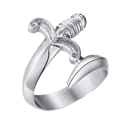 Punk Hip Hop Trinkets Stainless Steel Dagger Ring for Men