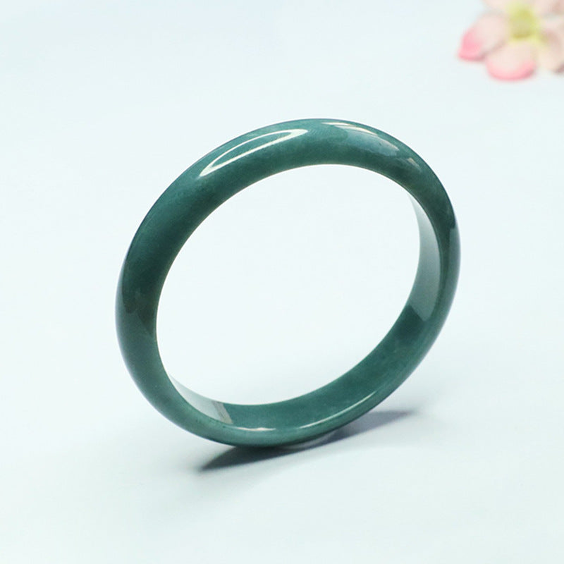 Blue Water Jadeite Classic Round Bangle