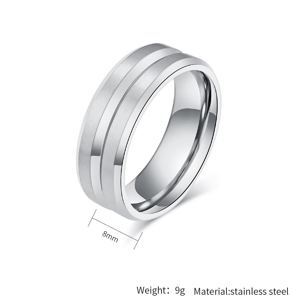 Planderful Titanium Steel Ring With Brushed V-Slot Finish Unisex Everyday Jewelry For Him And Her