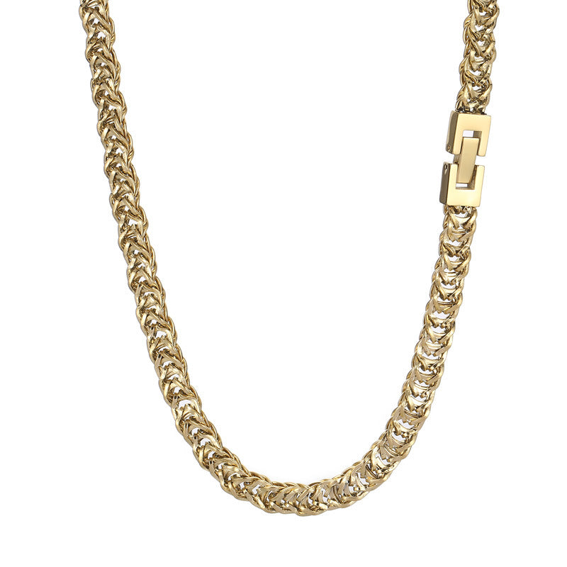 Street Men's Titanium Steel Encrypted Creative Woven Chain, Wind Stainless Steel Buckle Necklace