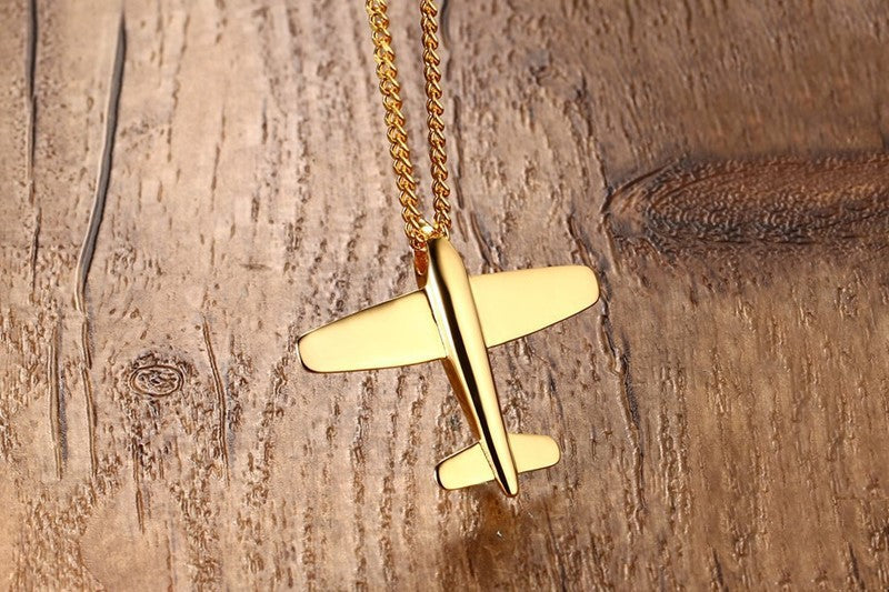 Titanium Steel Pendant Stainless Steel Aircraft Gold Necklace