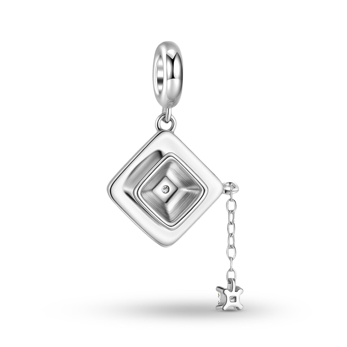 Planderful Jewelry Sterling Silver Scholar Hat Pendant Necklace Zircon Graduation Gift