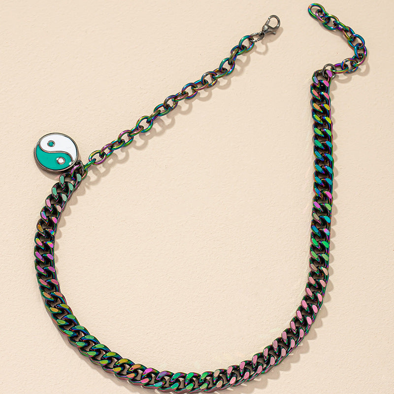 Colorful Alloy Splicing Necklace with Street Style Flavor