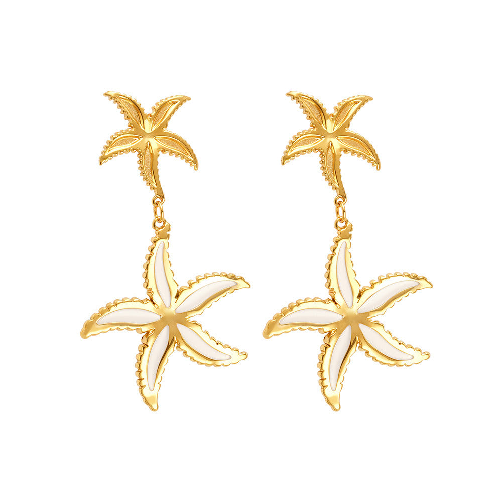 Planderful Starfish Earrings 18K Gold Plated For Women