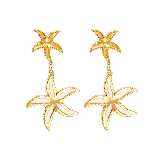 Planderful Starfish Earrings 18K Gold Plated For Women