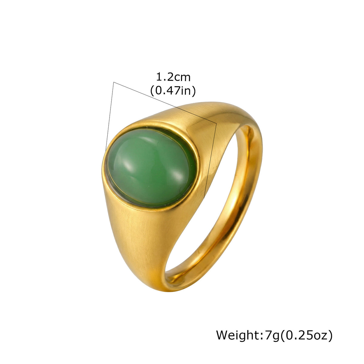 Stainless Steel Water Drop Natural Tiger's Eye Stone Oval Heart-Shaped Dongling Jade Ring