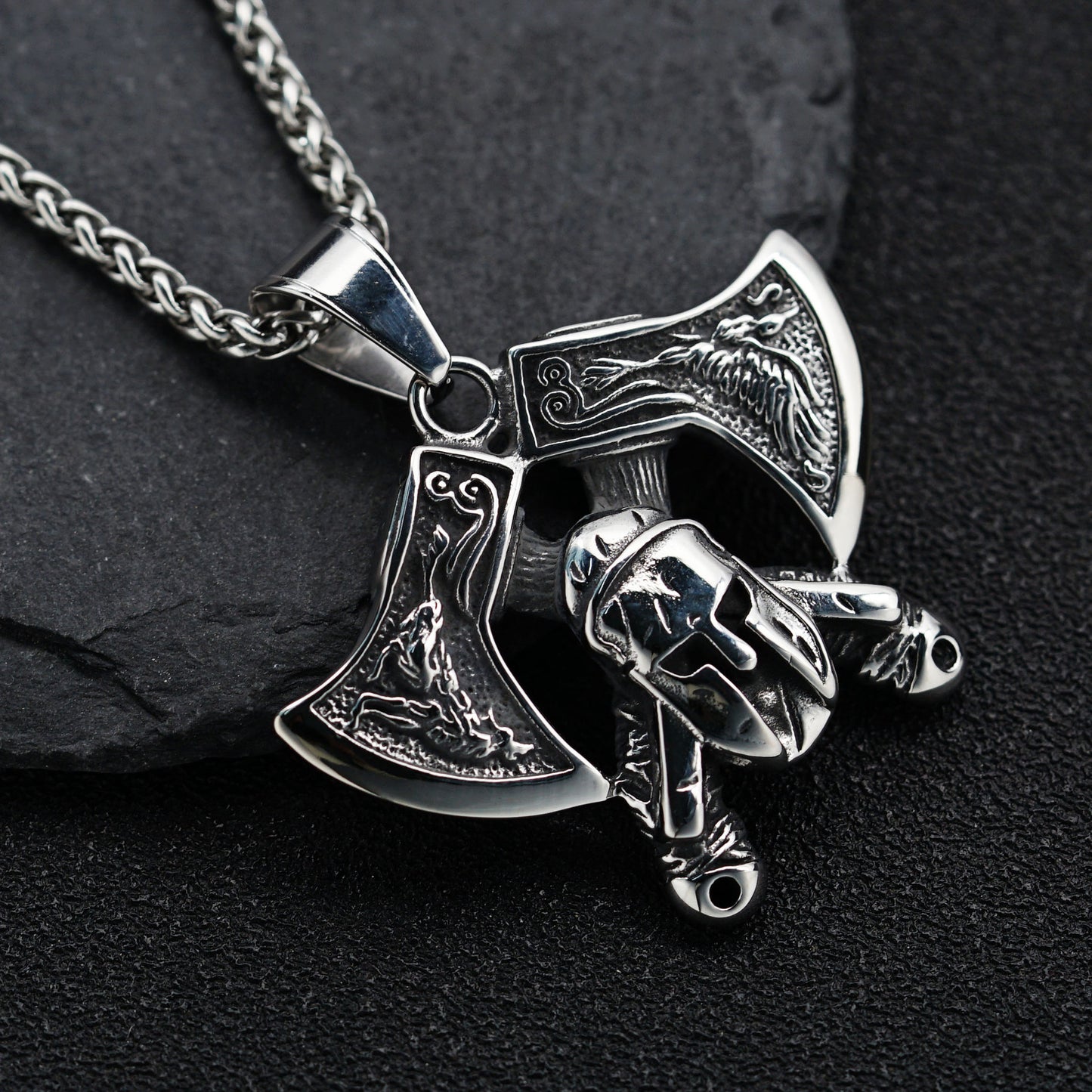 Steel Necklace - Vintage Viking Pendant