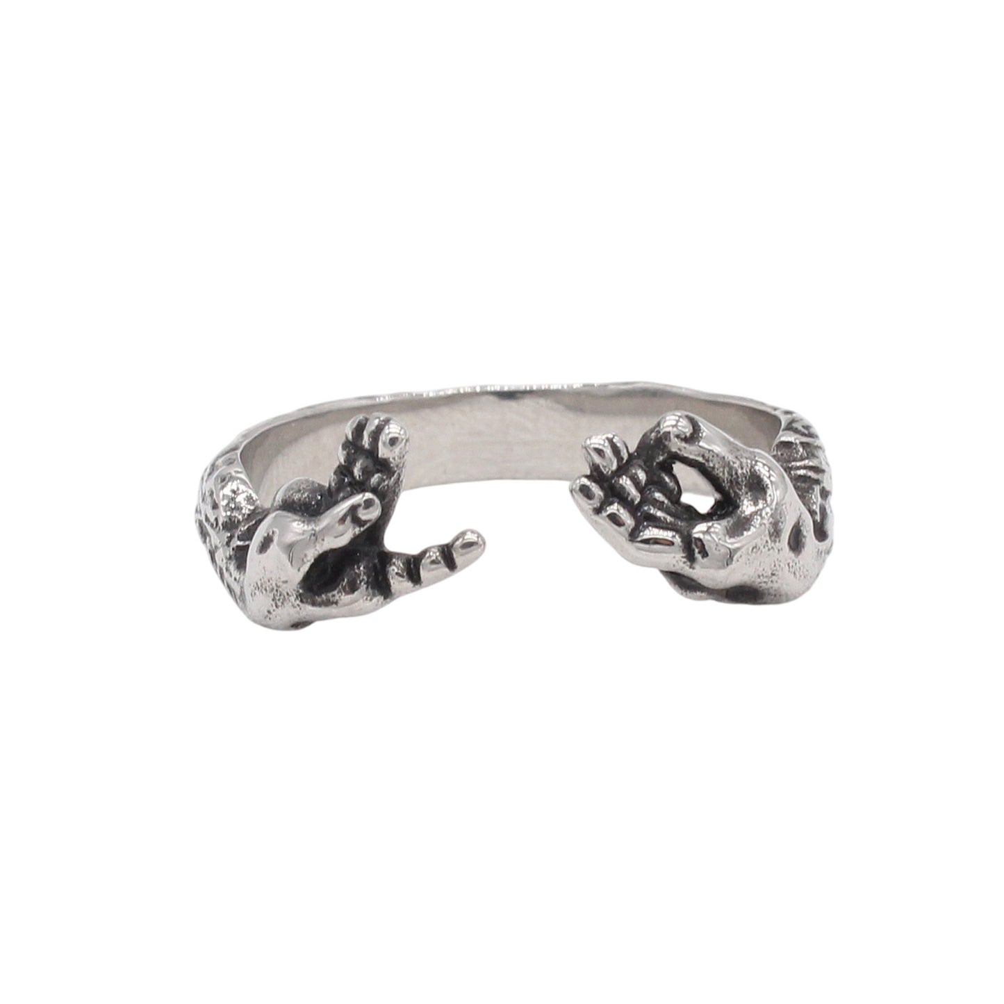 Planderful Jewelry Handshake Ring Sterling Steel Retro
