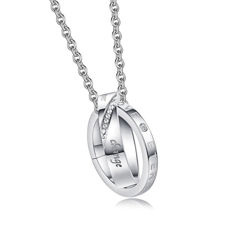1. Planderful Stainless Steel Interlocking Ring Necklace Unisex Hip Hop Jewelry Gift