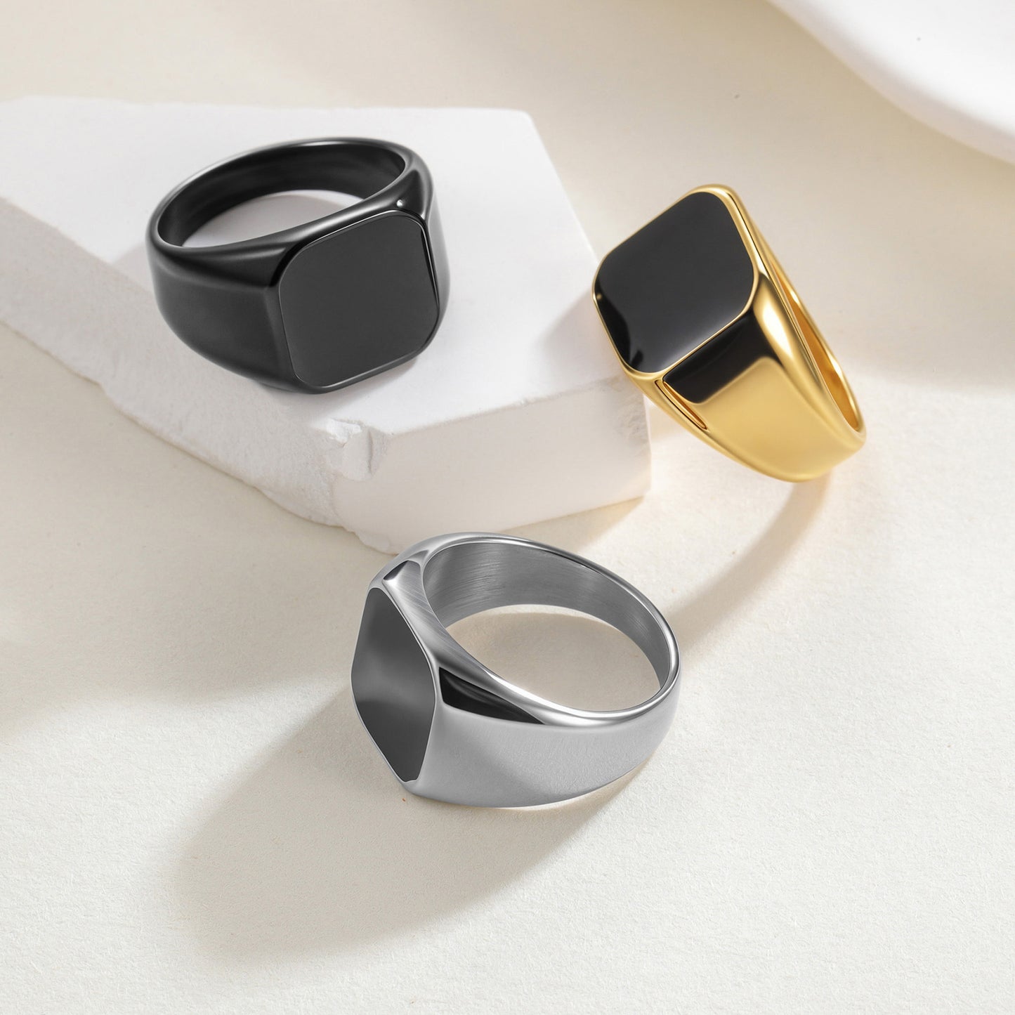 Titanium Steel Ring Unisex Square Design Durable Minimalist Jewelry By Planderful Everyday Genie Collection