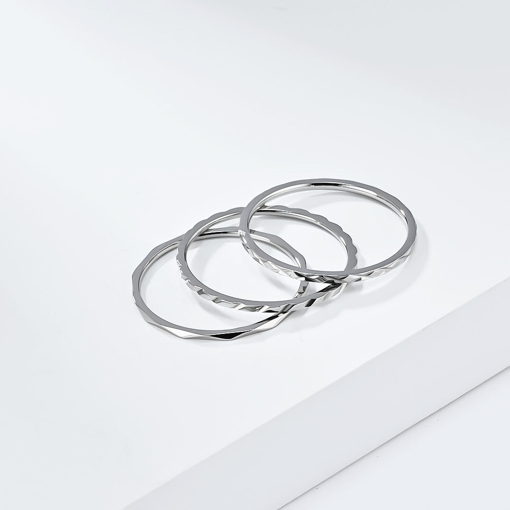 Planderful Everyday Genie 1mm Stackable Titanium Steel Ring Set For Women Light Luxury Hand Jewelry Sizes 5 To 10