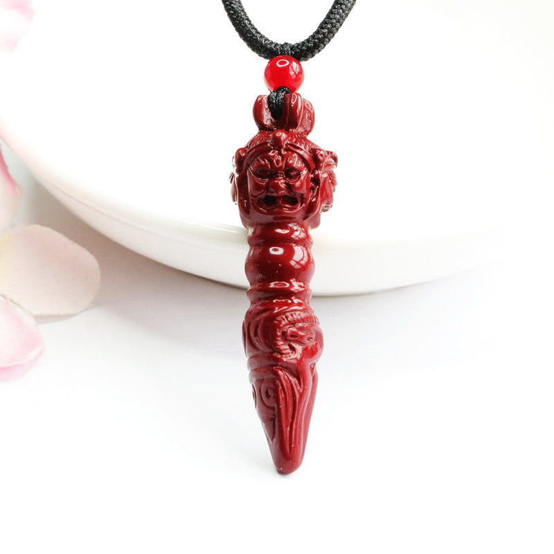 Fortune's Favor Cinnabar Pendant, Purple Gold Sand Pestle, Vajra Jewelry