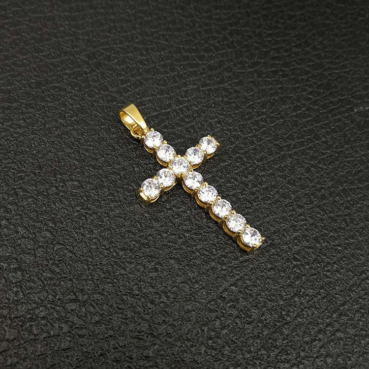Zircon Necklace - Elegant Gold-Plated Cross Pendant