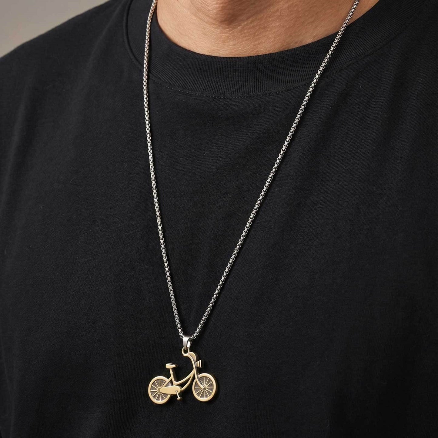 Stainless Steel Chain Alloy Bicycle Pendant Cool Necklace Neutral Wind