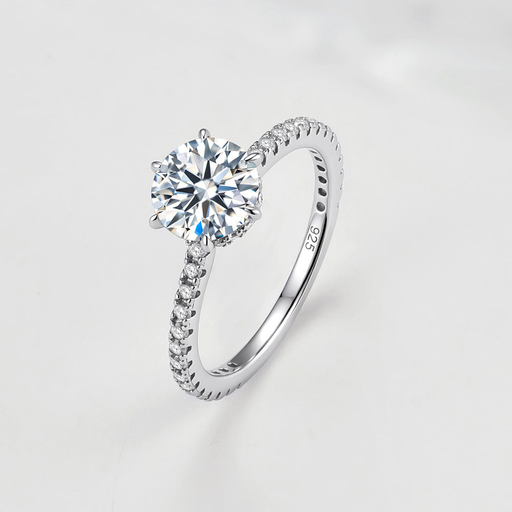 S925 Silver Moissanite Ring 1.2 Carat D Color Mozzarella Zircon Ring Jewelry