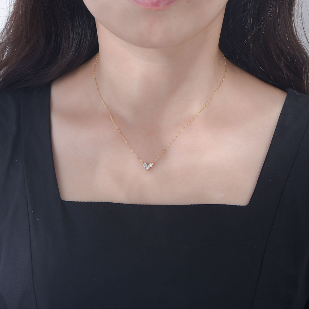 Zircon Love Sterling Silver Necklace Sense Cute Sweet