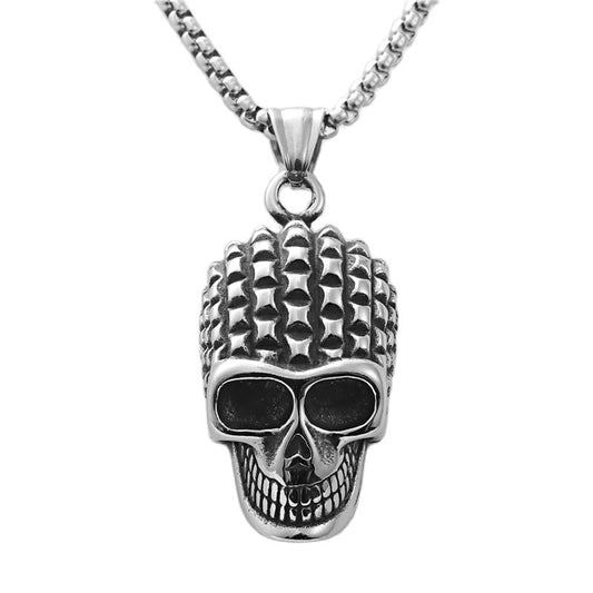 Punk-Inspired Titanium Steel Skull Pendant Necklace for Men - Retro Trendy Design