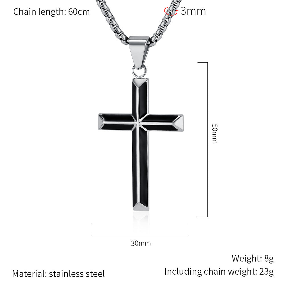 Planderful Oil Drip Cross Pendant Necklace For Men Stainless Steel Personalized Gift