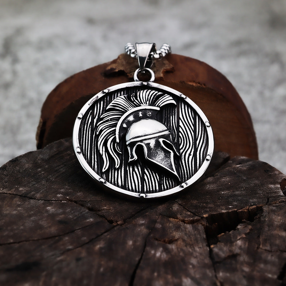 Pendant Personality Spartan Mask Shield Fashion Men's Pendant Stainless Steel Jewelry