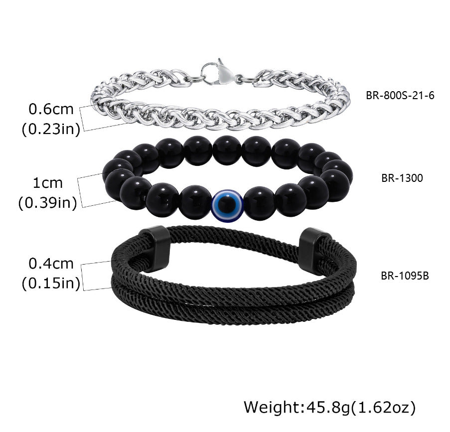 Braided Black Stainless Steel Bracelet for Men