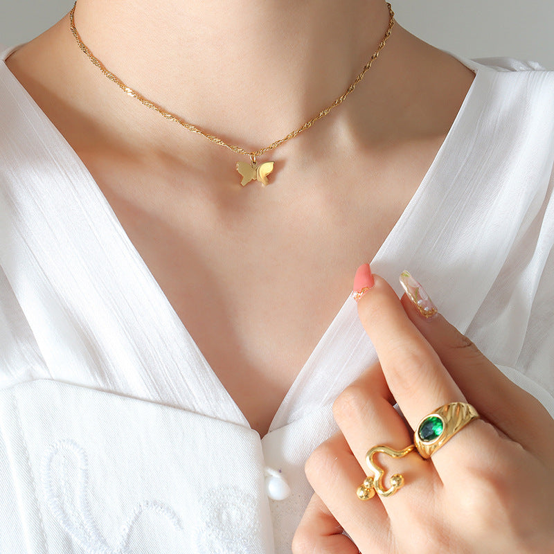 Enchanting Fairy Wings Necklace - Elegant Titanium Steel Jewelry for Women