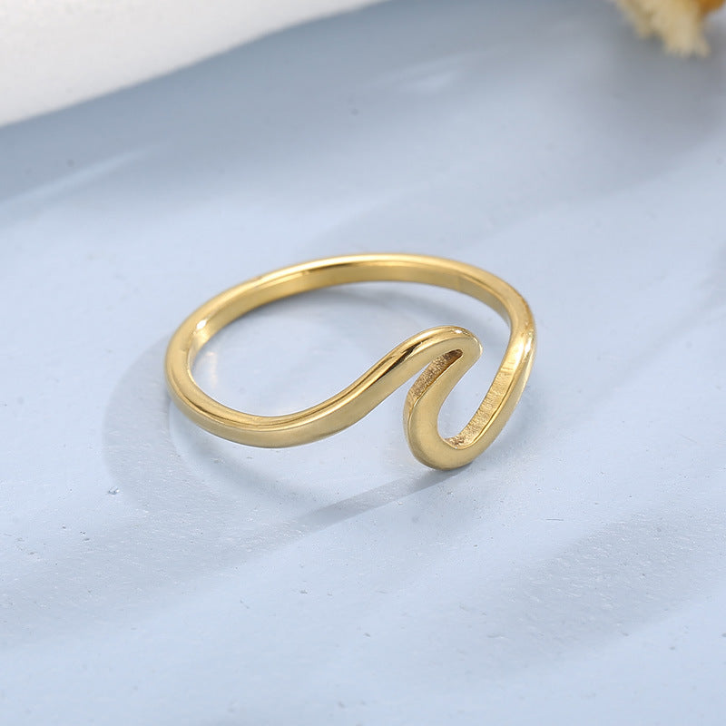 Minimalist Wind Wave V-Shaped Titanium Steel Ring, Niche Design Ring, Men's And Women'S