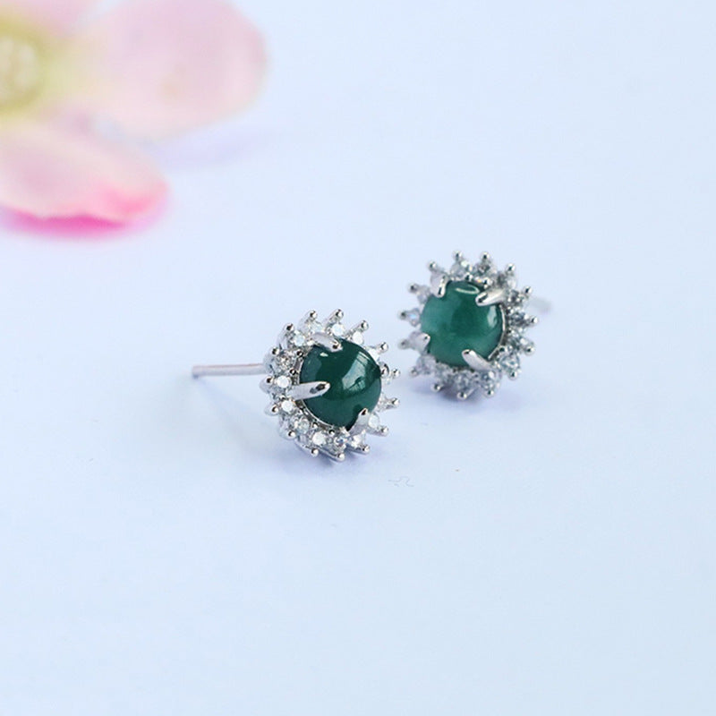 Blue-Water Jadeite Starlight Stud Earrings