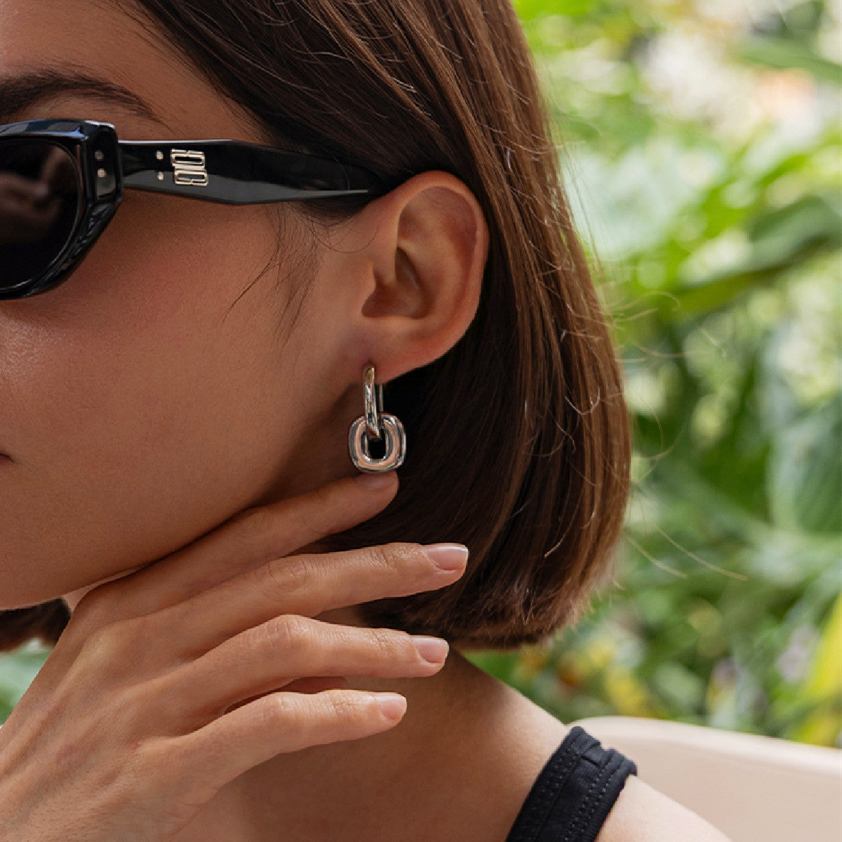 Planderful Vienna Verve Stainless Steel U Shaped Ear Buckle Earrings Removable Chain Ring Everyday Jewelry