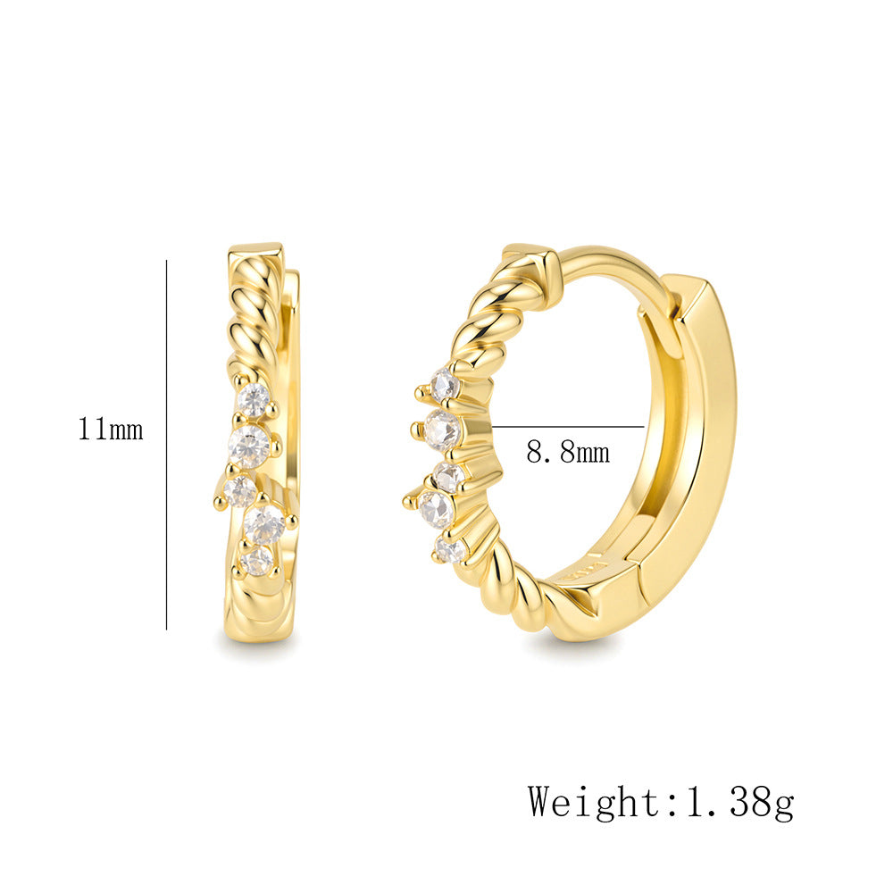 S925 Sterling Silver Zircon Earrings Ear Buckles Exquisite