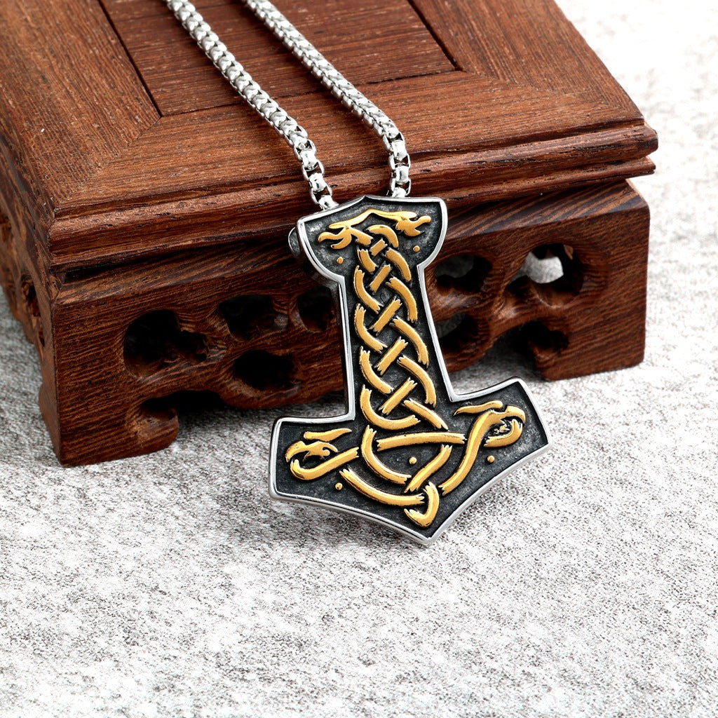 Viking Dragon Stainless Steel Pendant Necklace
