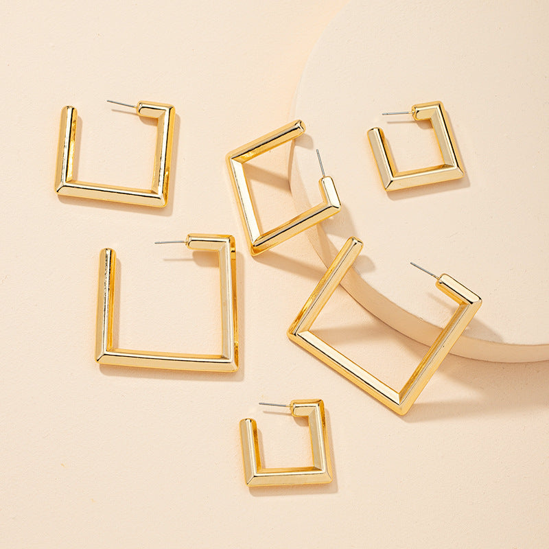 Retro Exaggerated Geometric Earrings Set with European Flair