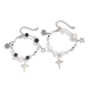 European and American sweet and cool ins style star pendant bracelet female, simple imitation pearl heart butterfly jewelry Bracelet statement