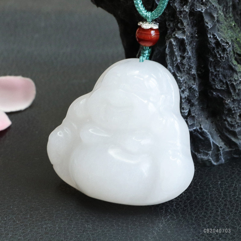 Golden Silk Jade Buddha Pendant