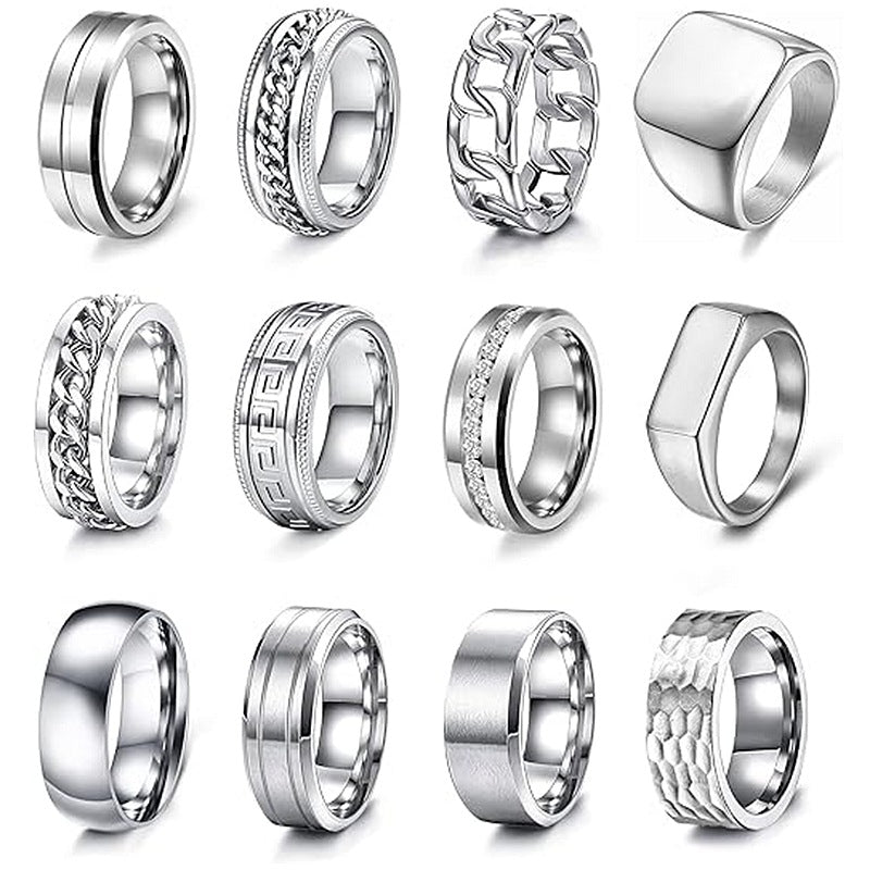 Planderful Everyday Genie Chain Titanium Steel Ring Rotating Unisex Couple Jewelry